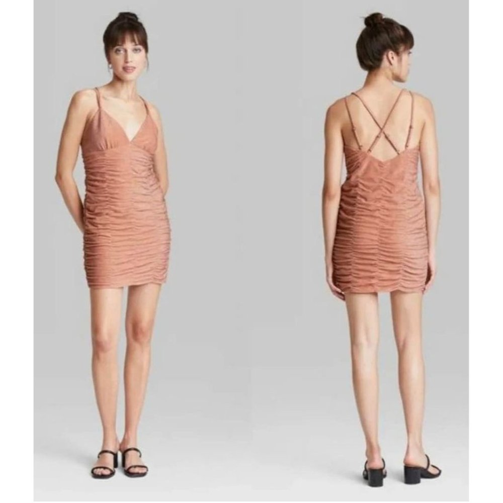 Wild Fable Fitted Bodycon Sparkly Shimmery Pink Blush Mini Dress Juniors Size XS